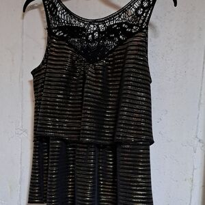 Signature Studio Black and Gold Lace Dress